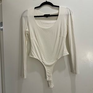 Long sleeve white bodysuit
